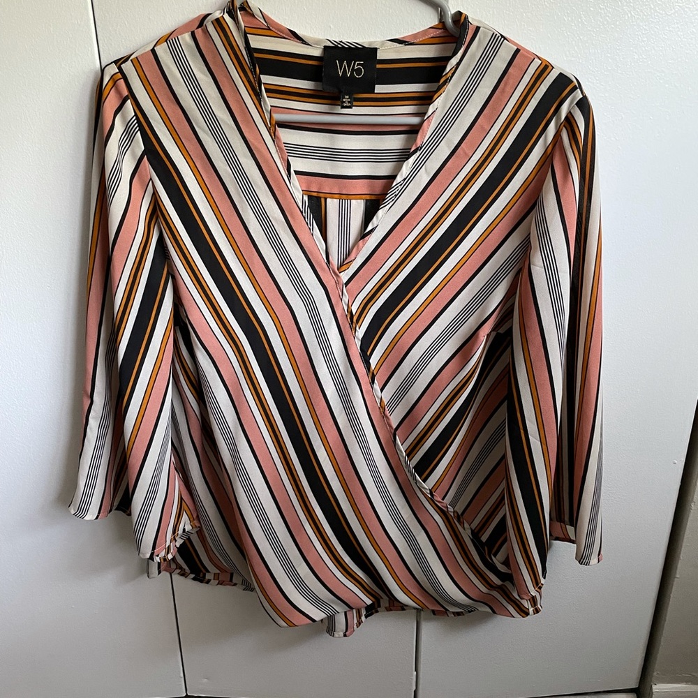 3/$15 striped crossover blouse